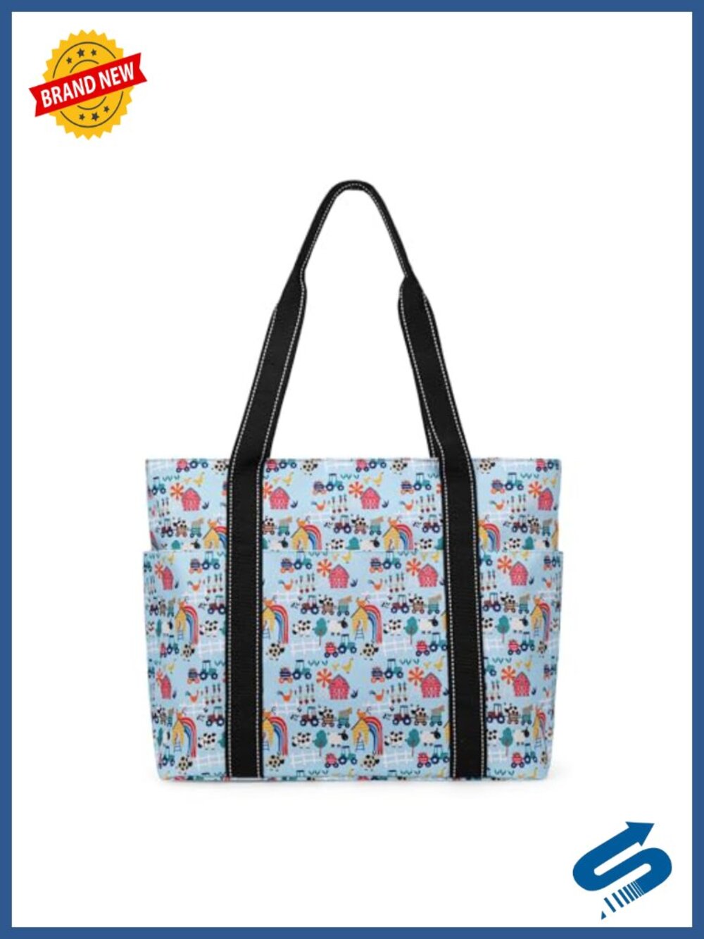 Nylon Tote Bag for Women with Laptop Compartment & Cup Holder